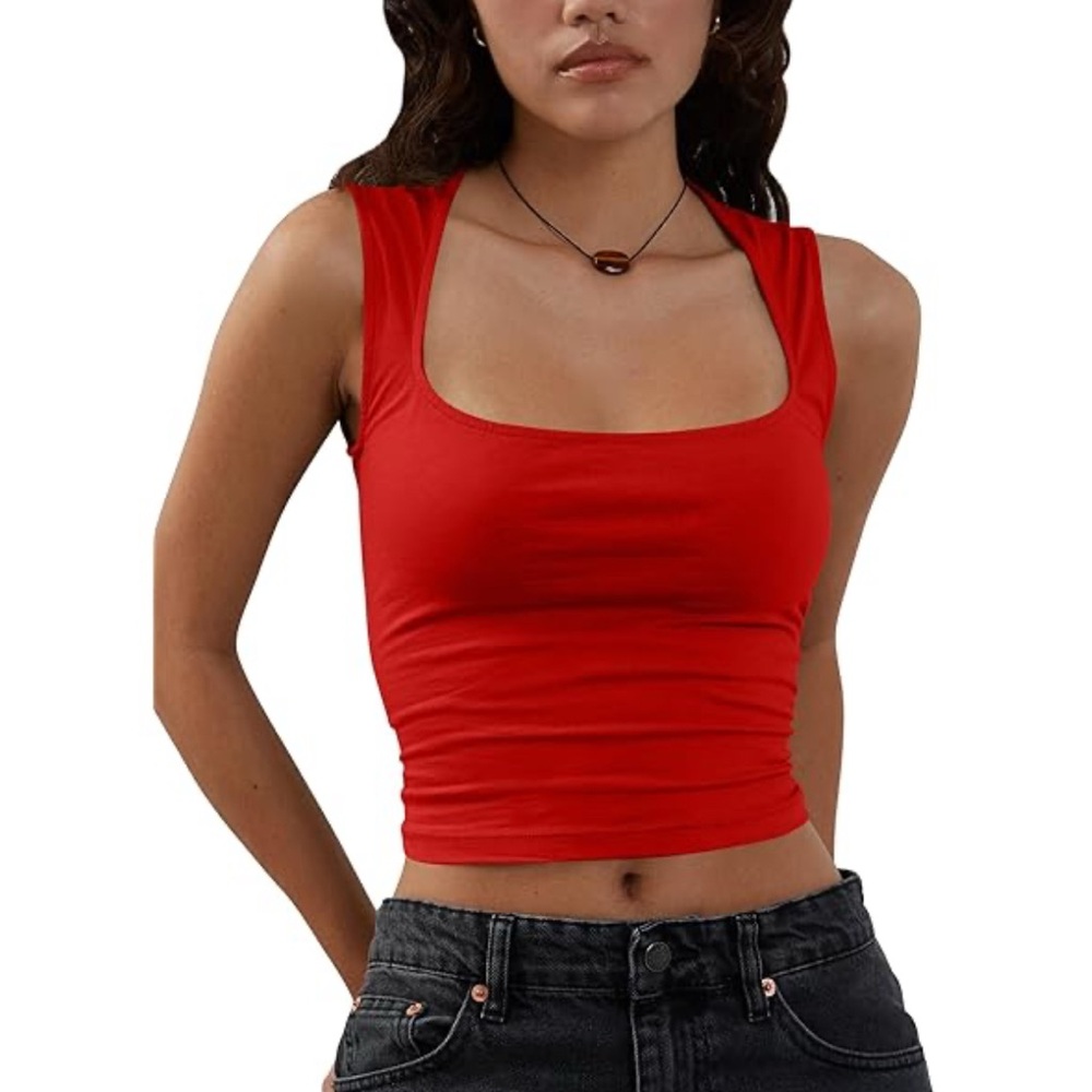 Chic Red Sleeveless Crop Top